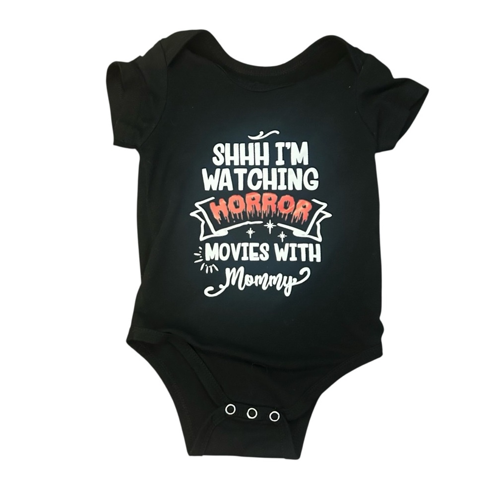 Funny Baby Bodysuit 9 Months Shhh I’m Watching Horror Movies With Mommy